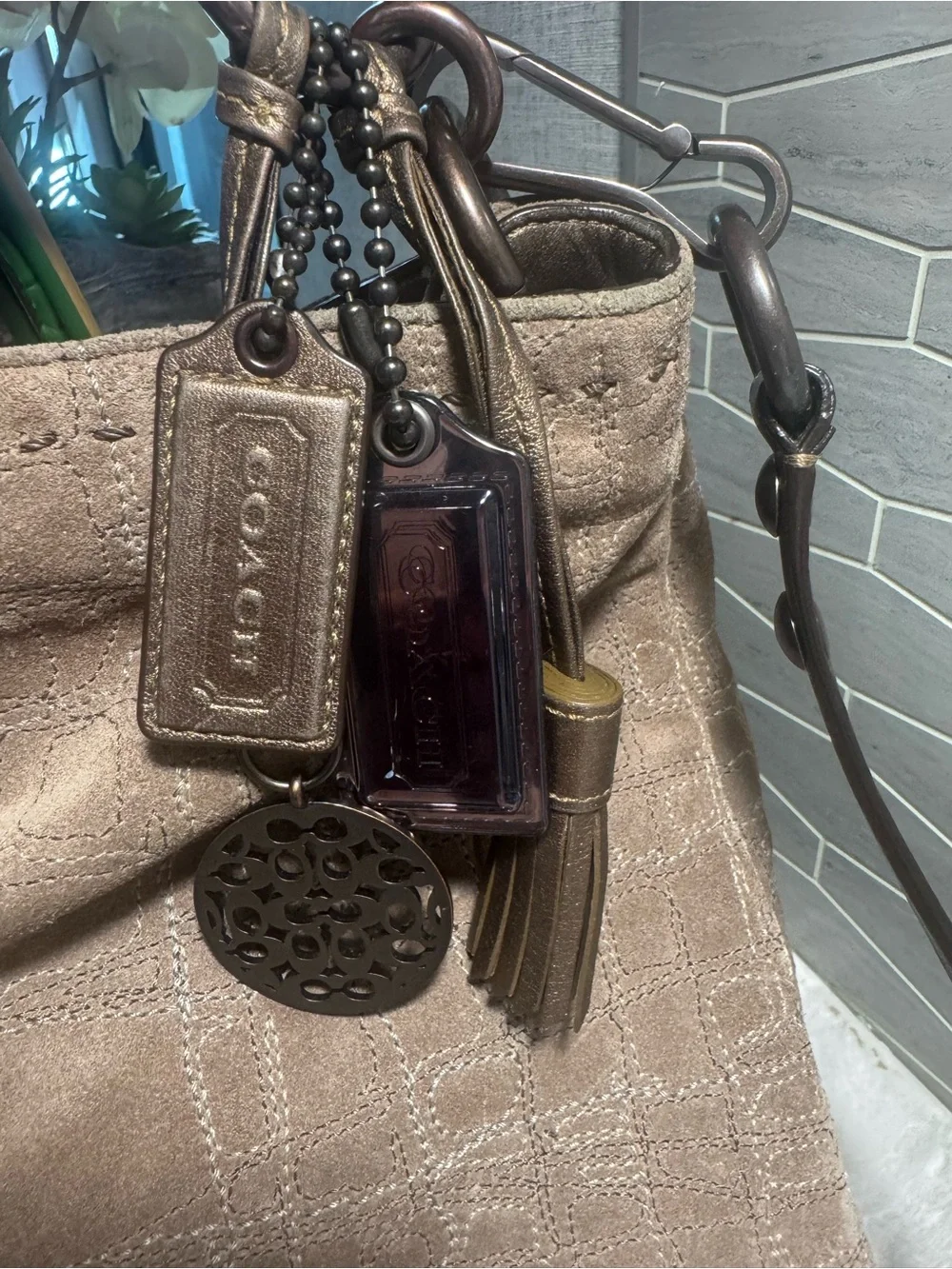 Coach $689 Suede Shoulder & Crossbody Beautiful Accents & 4 Original Hang Tags